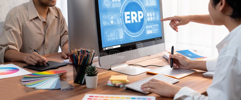 ERP enterprise resource planning software for brisk business stock photography