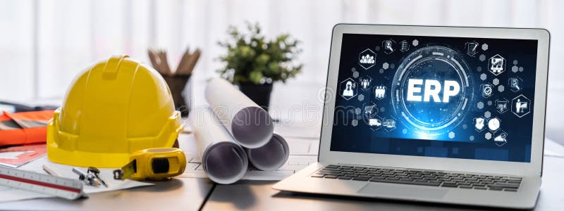 ERP enterprise resource planning software for brisk business stock photo