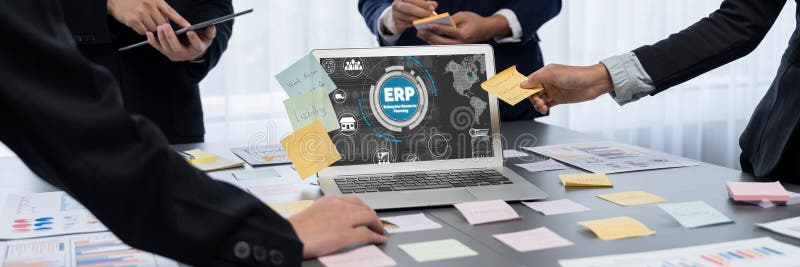 ERP enterprise resource planning software for brisk business stock image