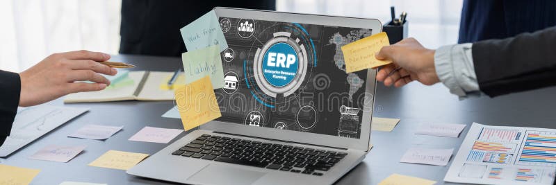 ERP enterprise resource planning software for brisk business stock image