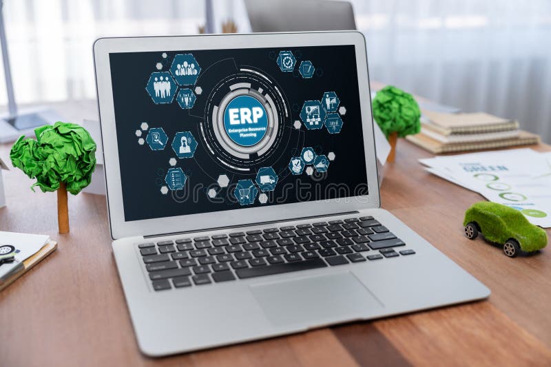 ERP enterprise resource planning software for brisk business stock photography