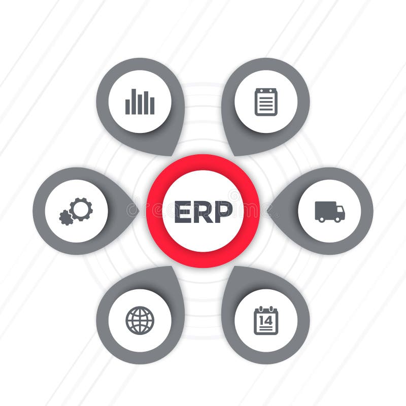 Erp Icon Enterprise Resource Planning Erp Process Stock Illustrations
