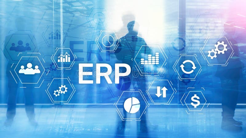 ERP System, Enterprise Resource Planning on Blurred Background ...