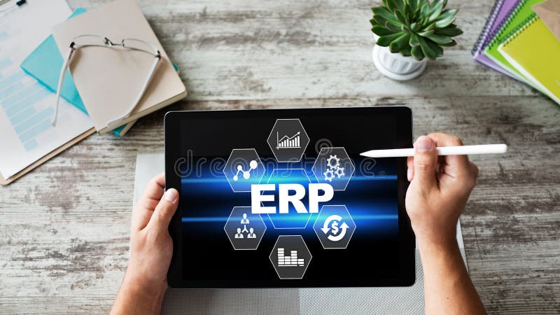 ERP system. Enterprise resources planning. Business process automation. royalty free stock images