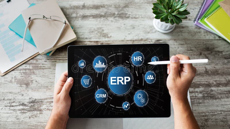 ERP system. Enterprise resources planning. Business process automation. royalty free stock image