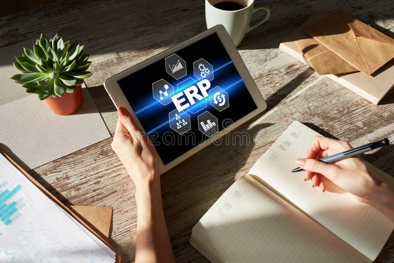 ERP system. Enterprise resources planning. Business process automation. royalty free stock image