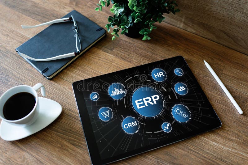 ERP system. Enterprise resources planning. Business process automation. stock photos