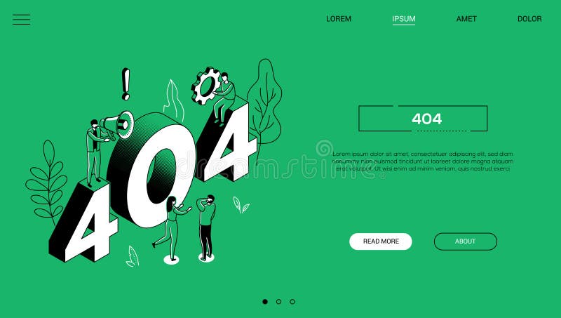 404 error landing page - modern vector web banner stock illustration