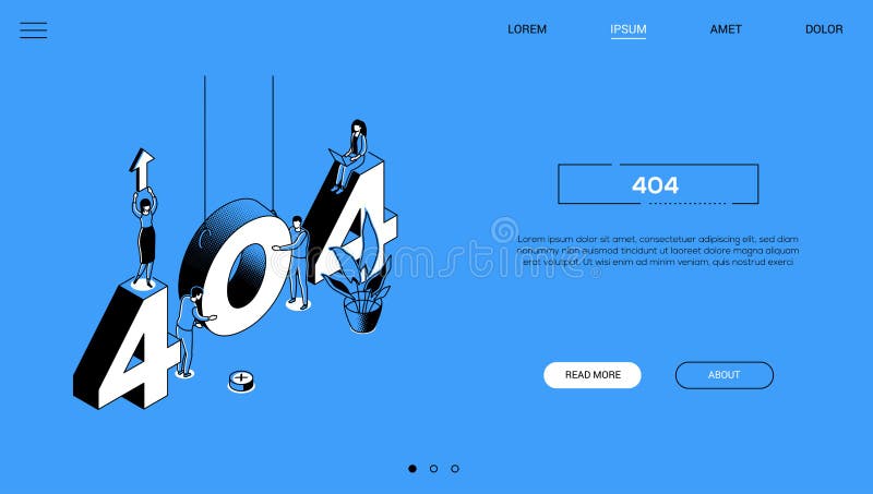 404 error - line design style isometric web banner royalty free illustration