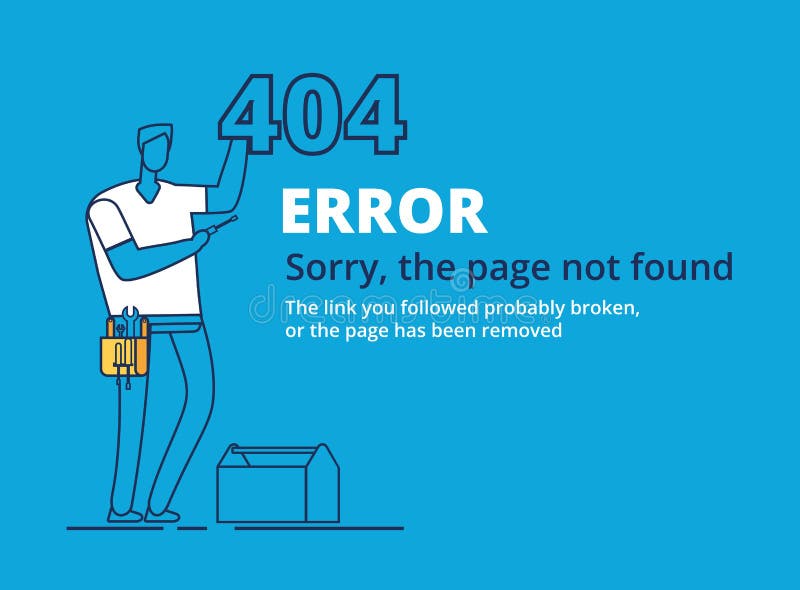 Error 404 page. Computer failure, oops concept. Website vector template stock illustration
