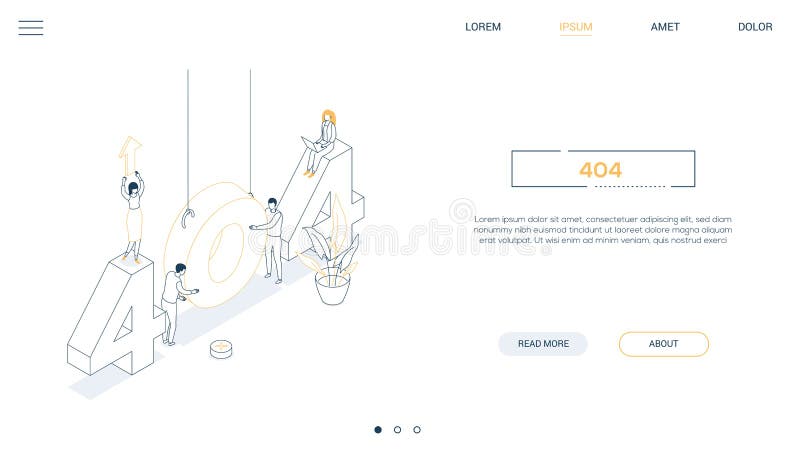 Error 404 page - line design style isometric web banner stock illustration