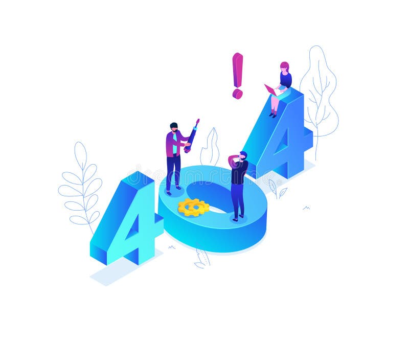 Error 404 page - modern colorful isometric vector illustration stock illustration