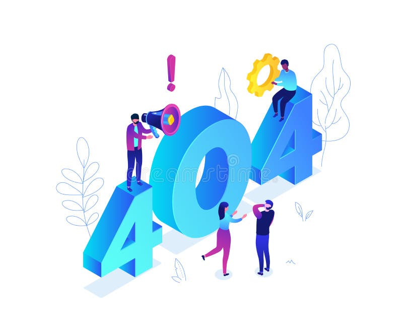 Error 404 page - modern colorful isometric vector illustration royalty free illustration