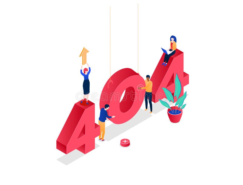 Error 404 page - modern colorful isometric vector illustration stock illustration