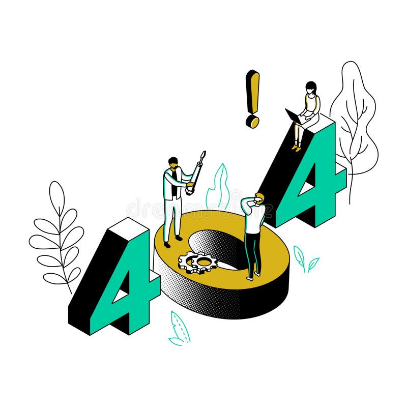 Error 404 page - modern line isometry design style illustration royalty free illustration