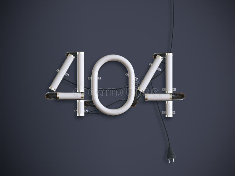 404 Error Page neon text 3d illustration with copy space royalty free illustration