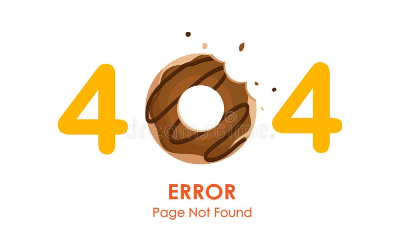 404 error page not found vector with donut graphic royalty free illustration