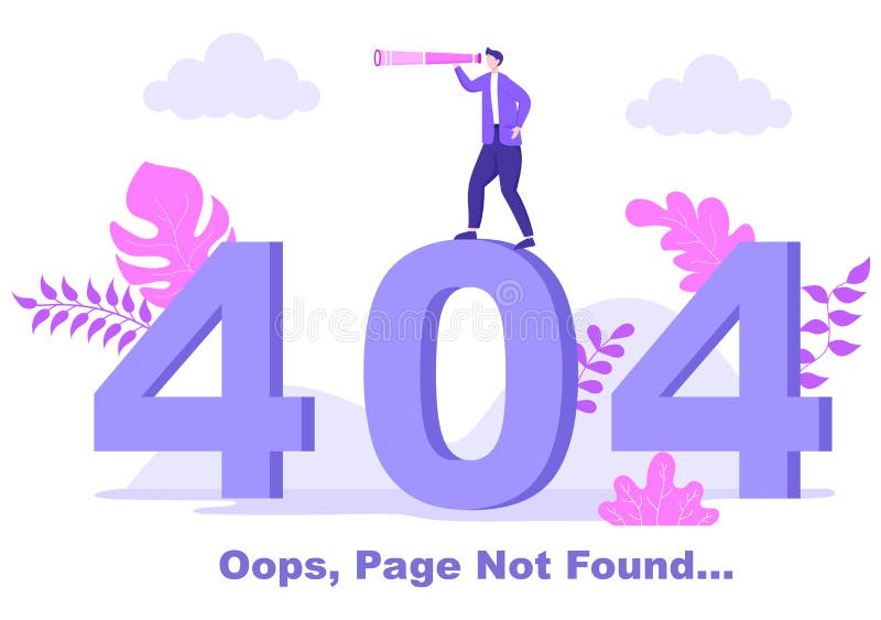 404 Error and Page Not Found Vector Illustration. Lost Connect Problem, Warning Sign, or Site