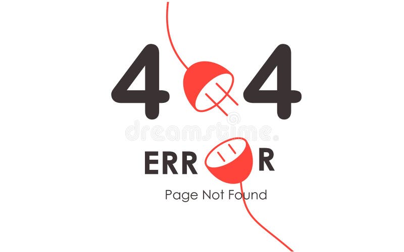 404 error page not found vector red plug graphic background royalty free illustration