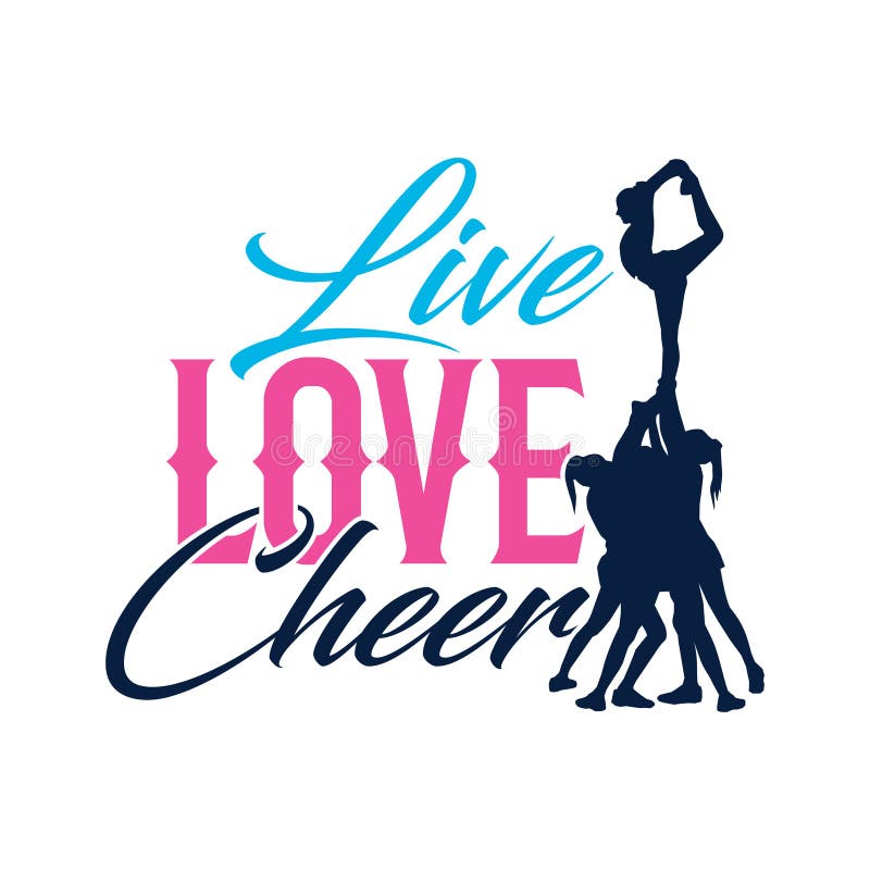Error tipográfico Live Love Cheer Silhouette del vector
