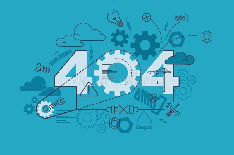 404 error website banner concept with thin line flat design royalty free illustration