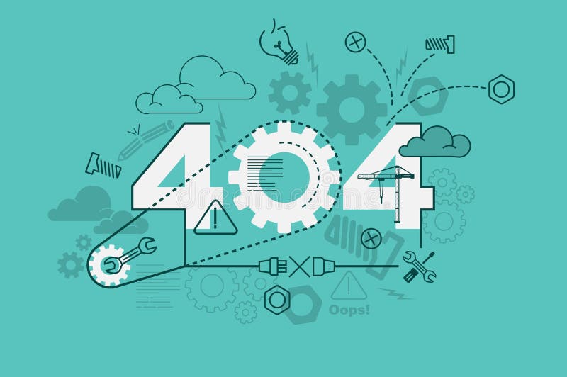 404 error website banner concept with thin line flat design royalty free illustration