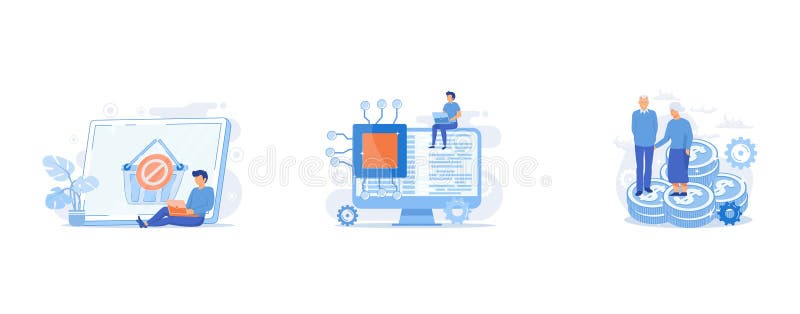 Errore del sito Web del punto vendita online con divieto di acquisto annullamento acquisto della pianificazione del budget di pens illustrazione vettoriale