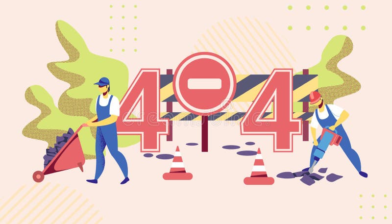 Errore 404 Lavoratori che distruggono asfalto, riparazione della strada royalty illustrazione gratis Errore 404 Lavoratori che distruggono asfalto, riparazione della strada royalty illustrazione gratis