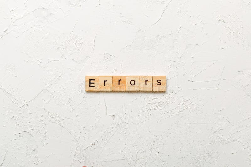 Errors word written on wood block. Errors text on cement table for your desing, concept royalty free stock photo
