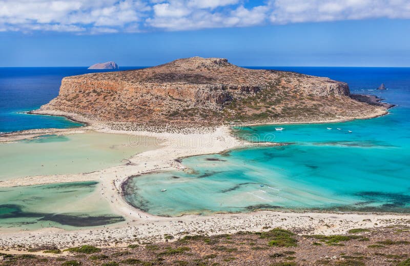 Erstaunliche Ansicht von Balos-Bucht auf Kreta-Insel, Griechenland stockbild Erstaunliche Ansicht von Balos-Bucht auf Kreta-Insel, Griechenland stockbild