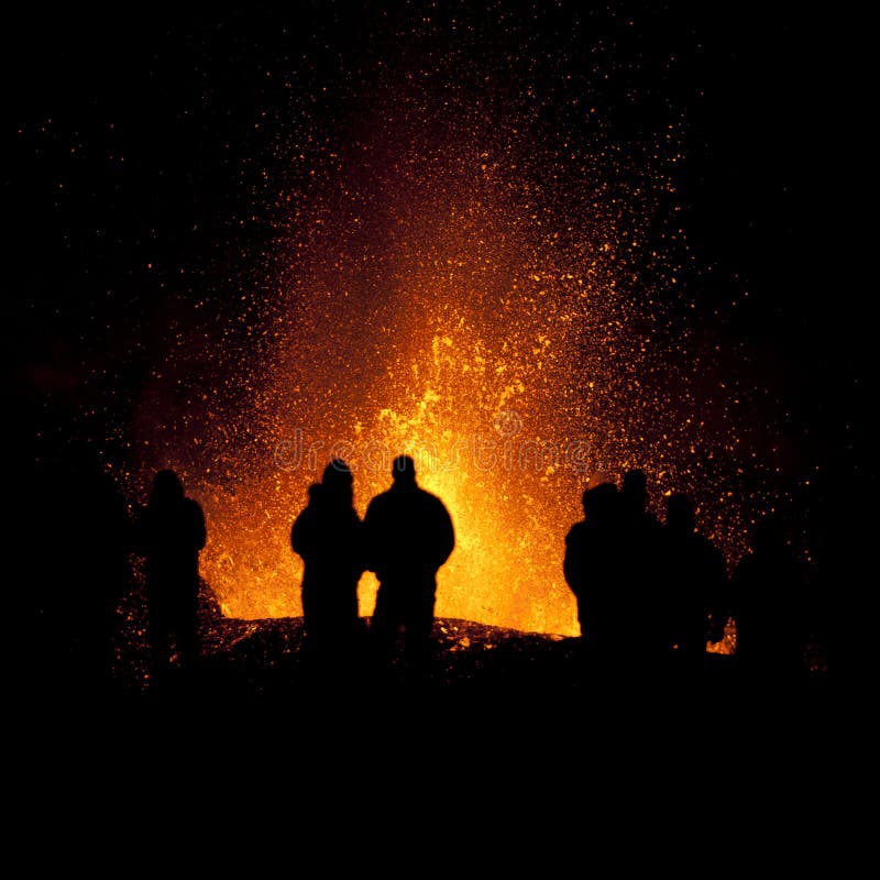 Volcano Eruption in Iceland, Fimmvorduhals. This eruption is between Eyjafjallajokull and Myrdalsjokull. Unrecognisable people watching the eruption. See my other pictures from volcano eruptions here and more pictures from Iceland here. Volcano Eruption in Iceland, Fimmvorduhals. This eruption is between Eyjafjallajokull and Myrdalsjokull. Unrecognisable people watching the eruption. See my other pictures from volcano eruptions here and more pictures from Iceland here.