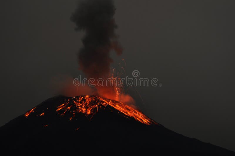Eruption of a volcano Tungurahua stock photo