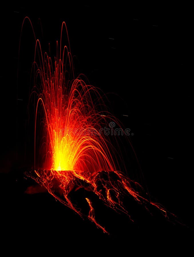 Vista Di Notte Del Vulcano Di Klyuchevskoy Di Eruzione Su Kamchatka ...