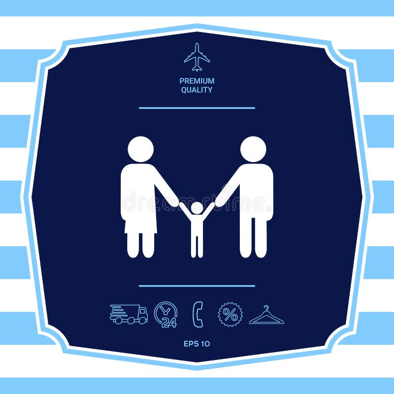 Erwachsene mit einer kinder- Familienikone Grafische Elemente für Ihren Design stock abbildung