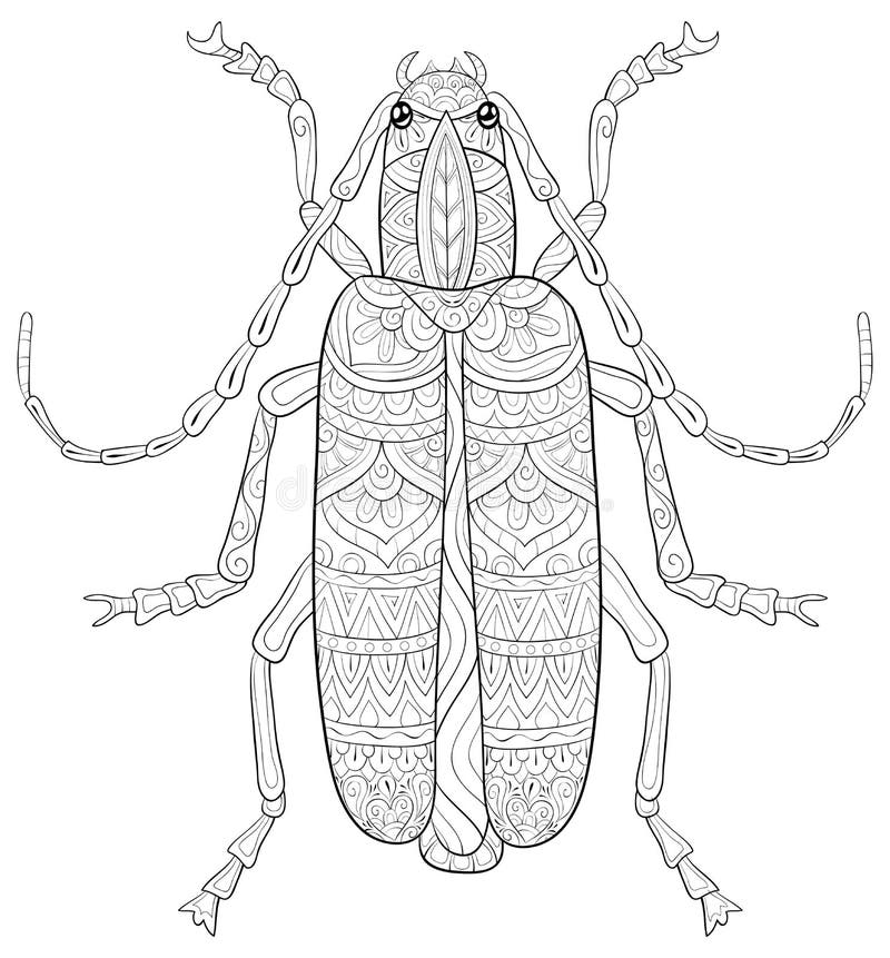 Erwachsenes Malbuch, Seite ein nettes Käferbild für die Entspannung Zenkunst-Artillustration für Druck vektor abbildung Erwachsenes Malbuch, Seite ein nettes Käferbild für die Entspannung Zenkunst-Artillustration für Druck vektor abbildung