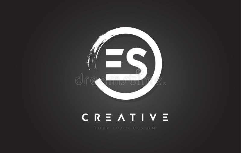 ES Circular Letter Logo with Circle Brush Design and Black Background. vector illustration