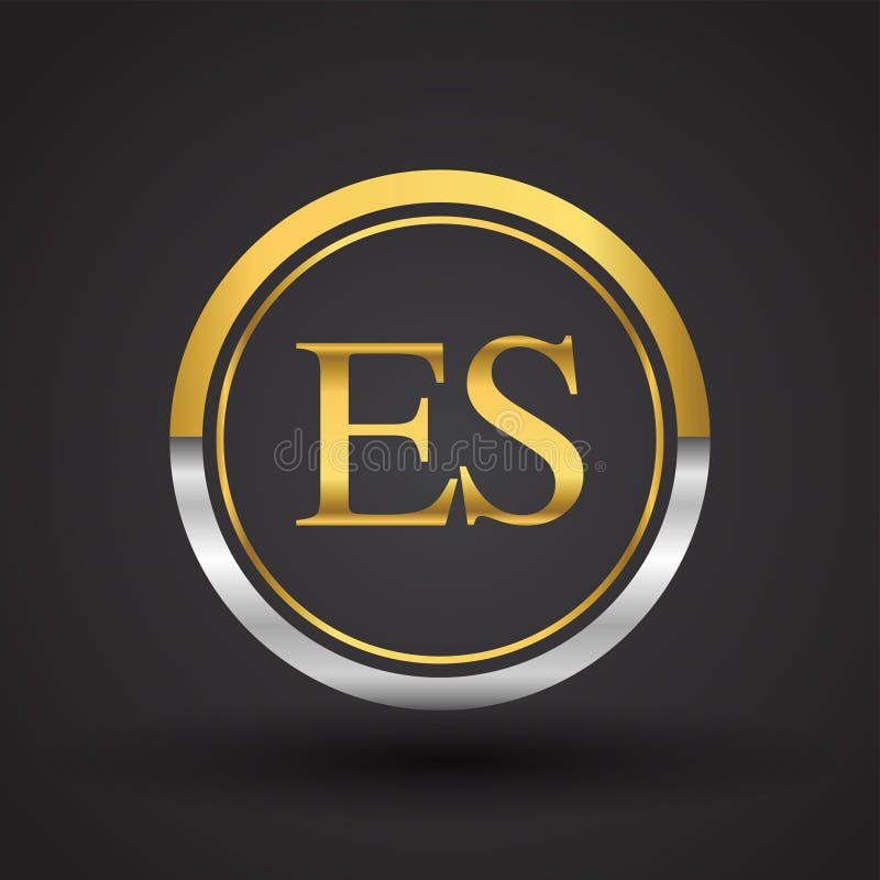 ES Letter Logo in a Circle, Gold and Silver Colored. Vector Design ...