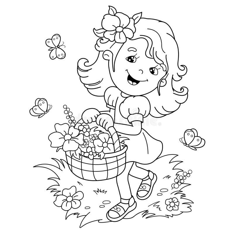 Página para colorir cesta de frutas para ilustração vetorial infantil eps e  imagem