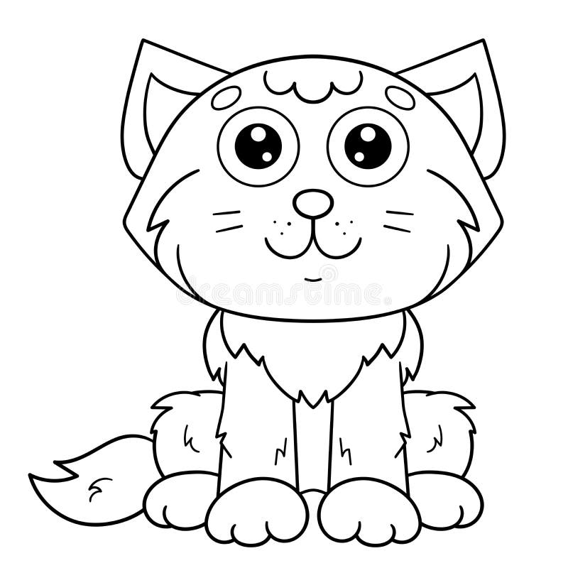 Esboço Da Página Da Coloração Do Gato Dos Desenhos Animados Com