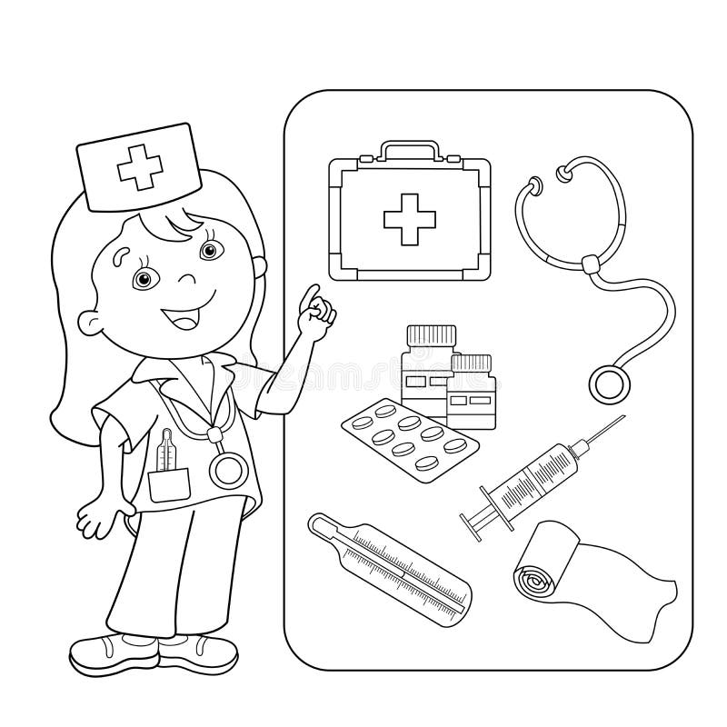 grande conjunto de instrumentos médicos, medicamentos e um médico. kit de  primeiros socorros. elementos coloridos do vetor. desenho animado. 6685035  Vetor no Vecteezy