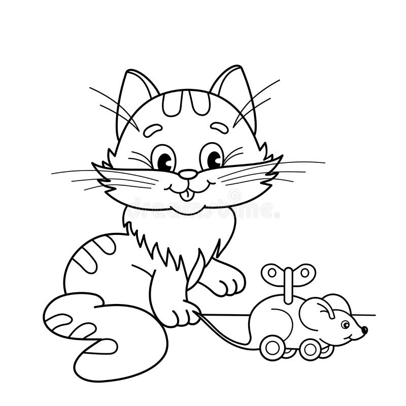 Esboço Da Página Da Coloração Do Gato Dos Desenhos Animados Com Cão Pets  Livro Para Colorir Para Crianças Ilustração do Vetor - Ilustração de  contorno, livro: 73927212