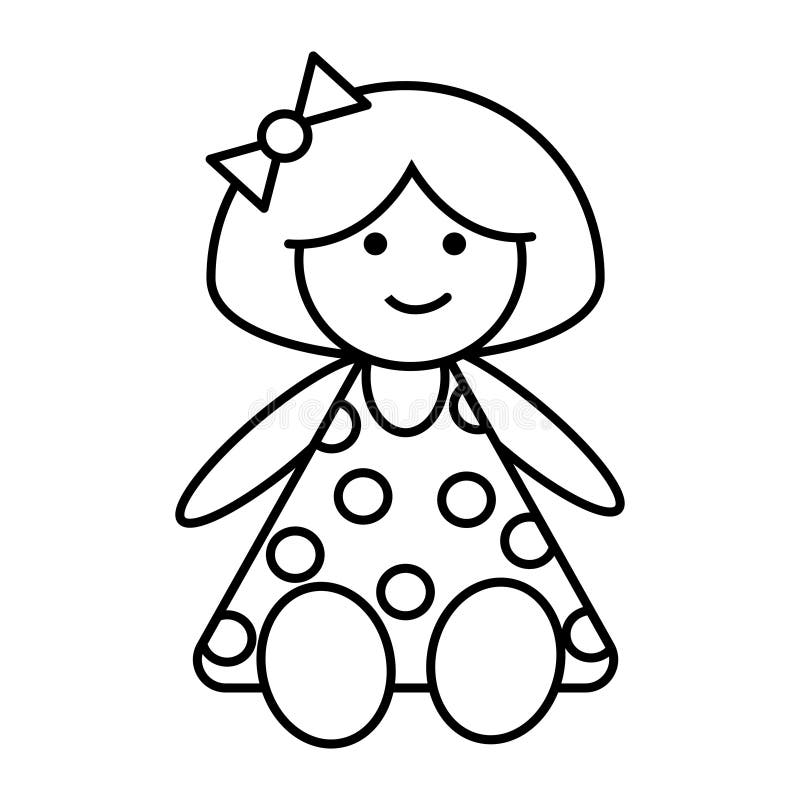 Desenho de boneca para colorir isolado para crianças