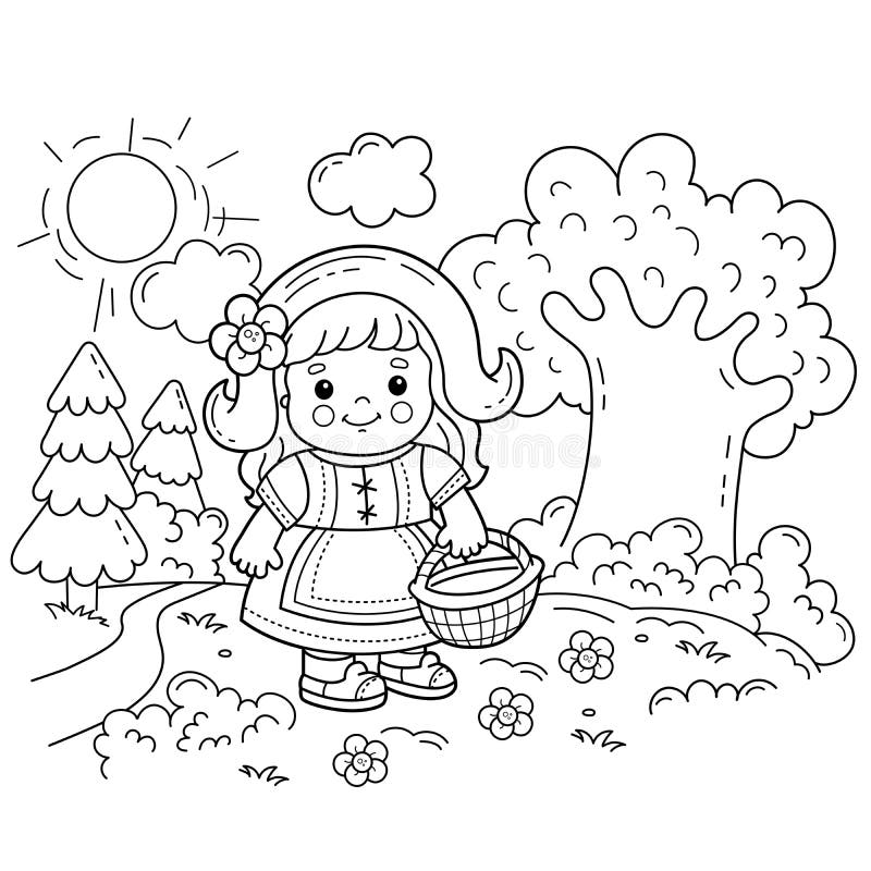 Página para colorir cesta de frutas para ilustração vetorial infantil eps e  imagem