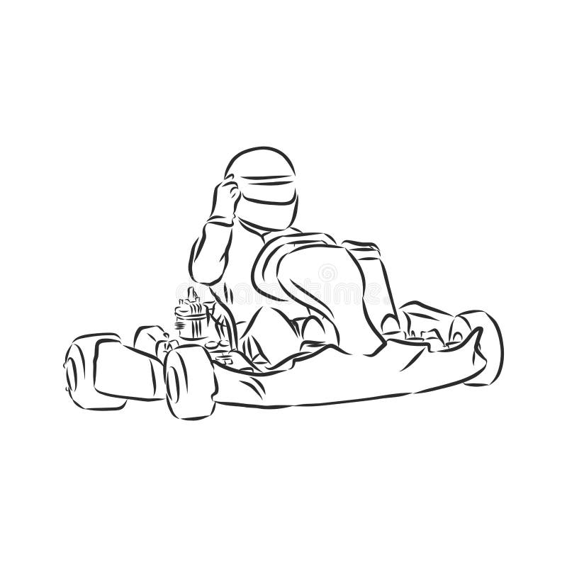 Esporte de kart com jogo de corrida go kart na pista de circuito em desenho  animado plano desenhado à mão ilustração