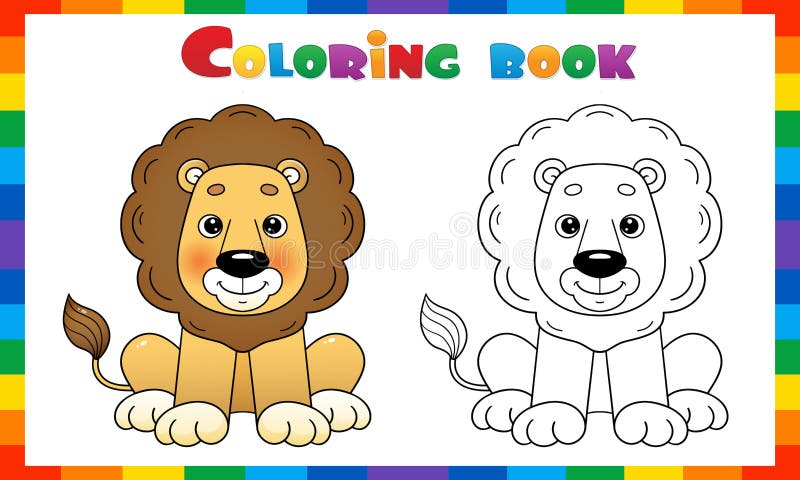 Deixa Colorir Animais Bonitos Colorido Livro Para Crianças Pequenas. Jogo  Educativo Para Crianças. Pintar O Leão Ilustração do Vetor - Ilustração de  mente, cérebro: 256178278