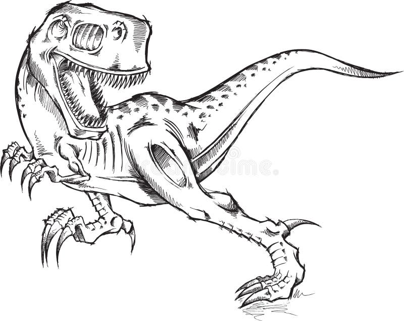 Tyrannosaurus Rex Ou Trex Dinossauro Vetor De Esboço Ilustração do