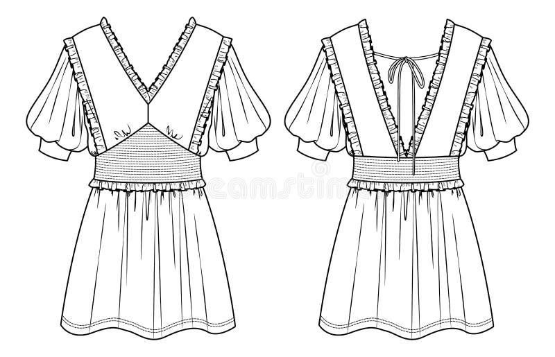Ilustração design vestuário moda esboço vestuário roupas femininas mulheres  vetor tecido te