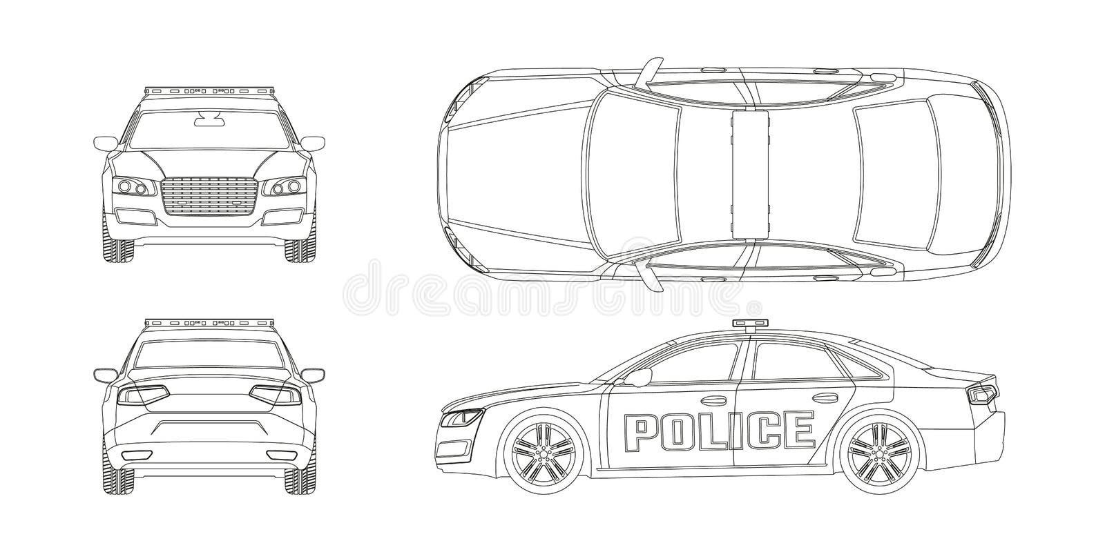 Ilustração Do Desenho Do Carro De Polícia Ilustração Stock - Ilustração de  oficial, sinal: 115637331