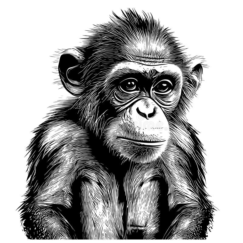 Macaco feliz desenhos animados desenhados à mão personagem fofo clipart  crianças ilustração desenho simples