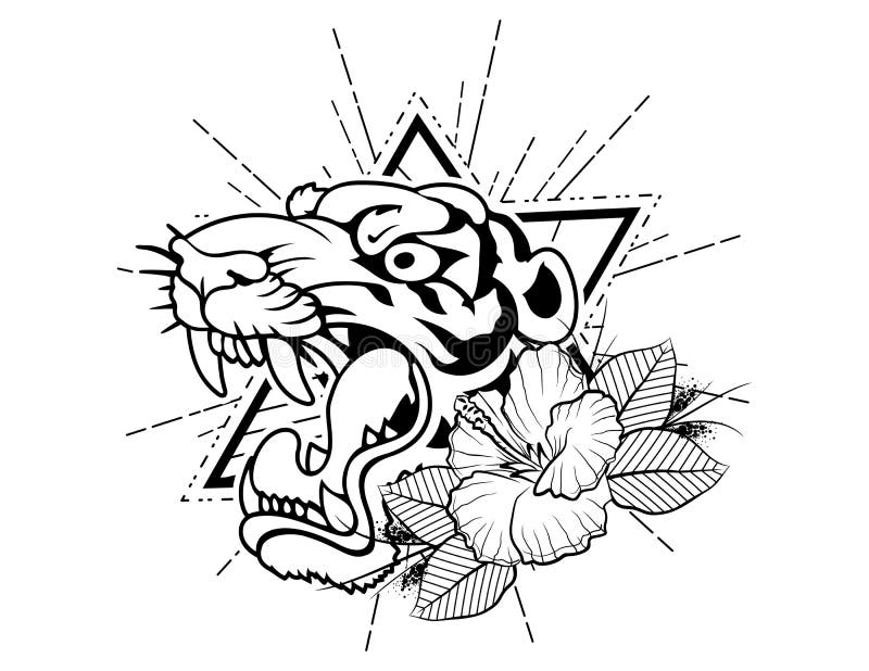 Esboço simples estilo coxa tatuagem de tigre - Tattooimages.biz